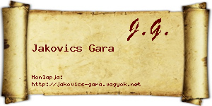 Jakovics Gara névjegykártya
